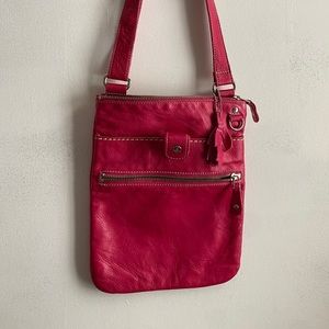 Roots fuchsia Leather  Crossbody Satchel Bag